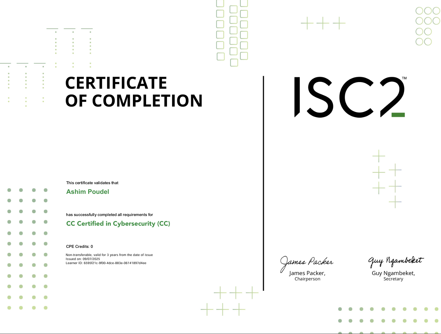 Certified in cybersecurity